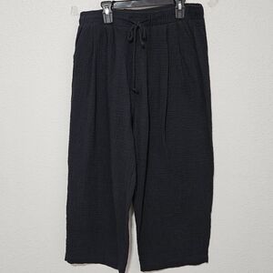 Bucketlist black wide cropped leg 100% cotton pants size large